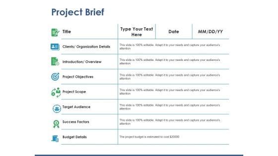 Project Brief Ppt PowerPoint Presentation Layouts Structure