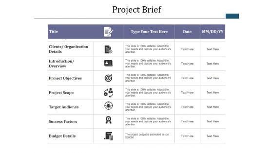 Project Brief Ppt PowerPoint Presentation Summary Visual Aids