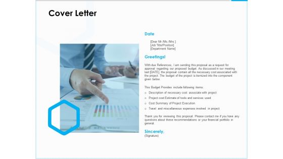 Project Budget Cover Letter Ppt PowerPoint Presentation Infographic Template Graphics Download PDF