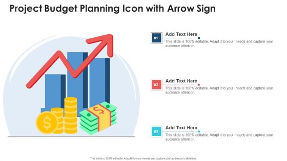 Project Budget Planning Icon With Arrow Sign Graphics PDF