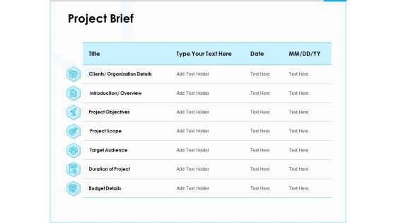 Project Budget Project Brief Ppt PowerPoint Presentation Slides Information PDF