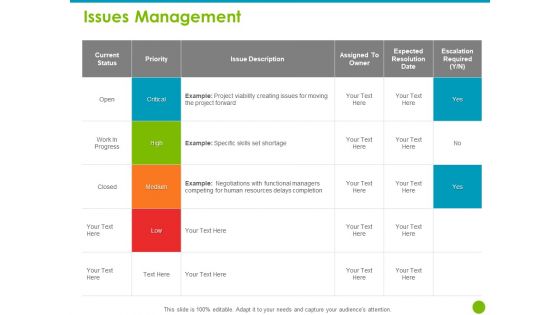 Project Capabilities Issues Management Ppt Professional Designs PDF