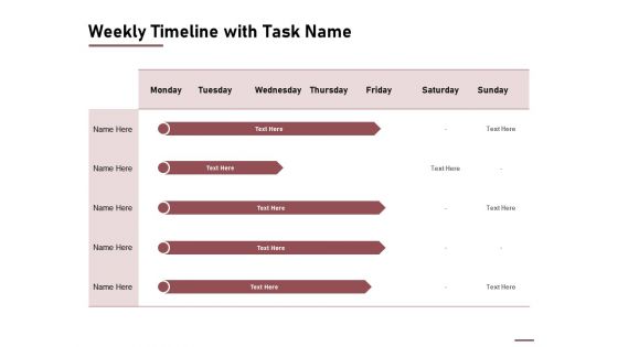 Project Capitalization Proposal Weekly Timeline With Task Name Ppt File Picture PDF