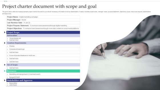 Project Charter Document With Scope And Goal Guidelines PDF