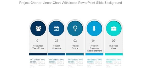 Project Charter Linear Chart With Icons Powerpoint Slide Background