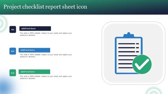 Project Checklist Report Sheet Icon Ideas PDF