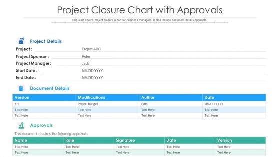 Project Closure Chart With Approvals Ppt Infographics Ideas PDF