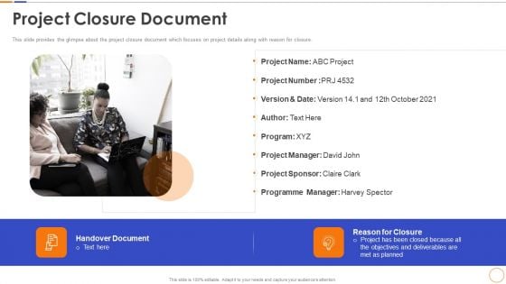 Project Closure Document Ppt File Mockup PDF