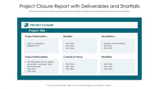 Project Closure Report With Deliverables And Shortfalls Ppt Summary Show PDF Project Closure Report With Deliverables And Shortfalls Ppt Summary Show PDF