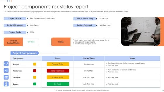 Project Components Risk Status Report Introduction PDF