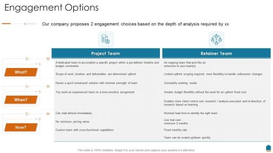 Project Consultation Services Proposal Ppt Slides Engagement Options Guidelines PDF