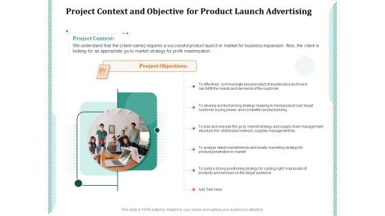 Project Context And Objective For Product Launch Advertising Ppt PowerPoint Presentation Pictures Slides PDF