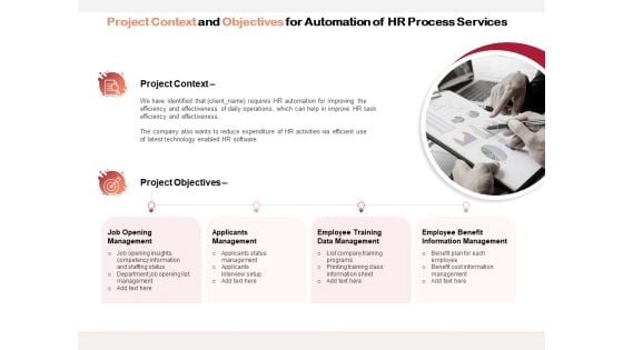 Project Context And Objectives For Automation Of HR Process Services Ppt PowerPoint Presentation Pictures Microsoft PDF