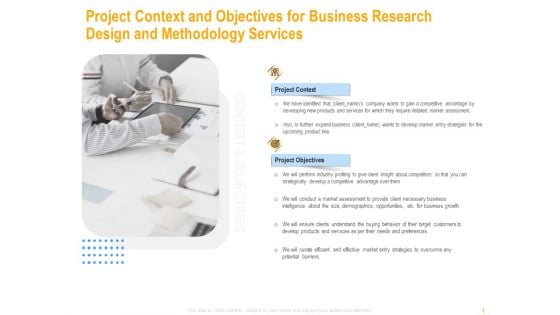 Project Context And Objectives For Business Research Design And Methodology Services Rules PDF