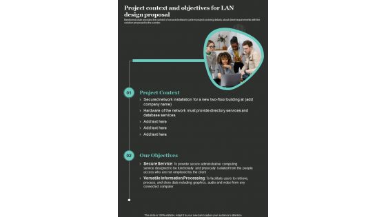 Project Context And Objectives For LAN Design Proposal One Pager Sample Example Document