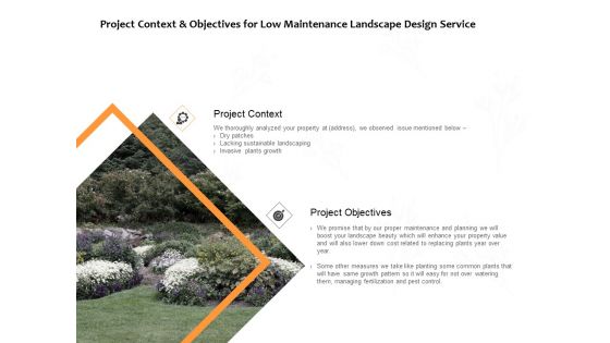 Project Context And Objectives For Low Maintenance Landscape Design Service Ppt PowerPoint Presentation Portfolio