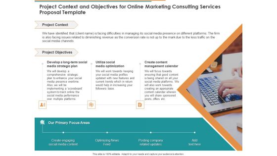 Project Context And Objectives For Online Marketing Consulting Services Proposal Template Ppt Ideas Designs PDF