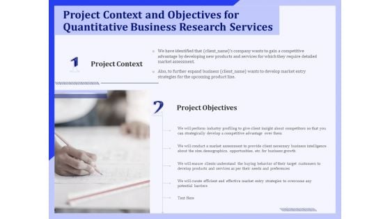 Project Context And Objectives For Quantitative Business Research Services Ppt PowerPoint Presentation Background PDF