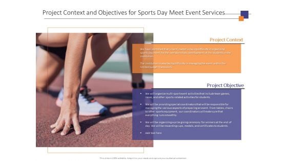 Project Context And Objectives For Sports Day Meet Event Services Ppt PowerPoint Presentation Samples