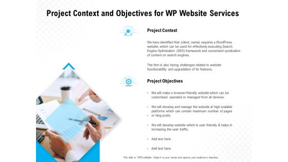 Project Context And Objectives For WP Website Services Ppt PowerPoint Presentation Graphics