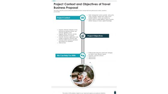 Project Context And Objectives Of Travel Business Proposal One Pager Sample Example Document