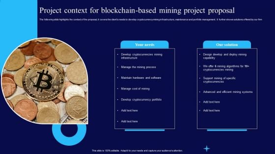 Project Context For Blockchain Based Mining Project Proposal Ppt Professional Objects PDF