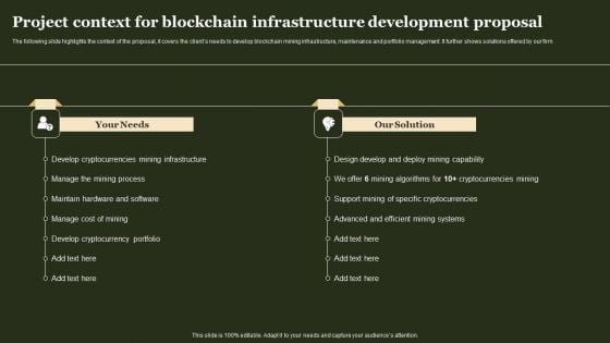 Project Context For Blockchain Infrastructure Development Proposal Brochure PDF