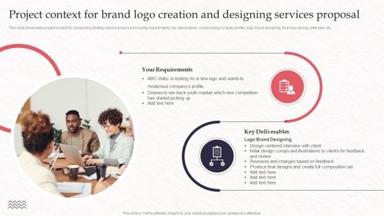 Project Context For Brand Logo Creation And Designing Services Proposal Background PDF