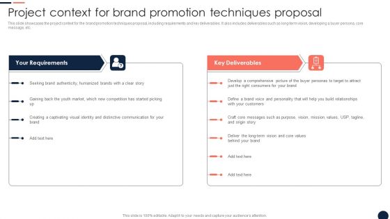 Project Context For Brand Promotion Techniques Proposal Ppt Show Background Designs PDF