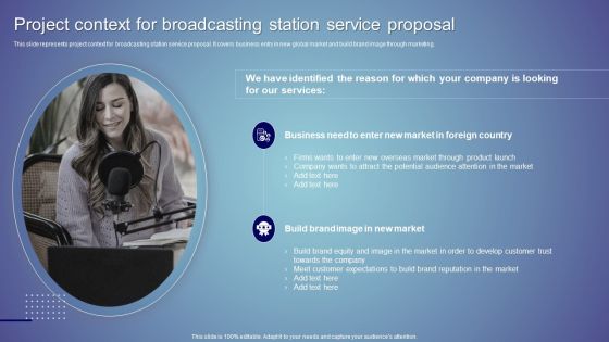 Project Context For Broadcasting Station Service Proposal Ppt Ideas Slide Portrait PDF