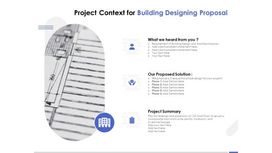 Project Context For Building Designing Proposal Ppt PowerPoint Presentation Pictures Graphics