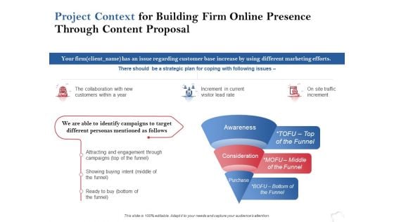 Project Context For Building Firm Online Presence Through Content Proposal Ppt PowerPoint Presentation Show Graphics