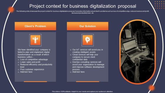 Project Context For Business Digitalization Proposal Ppt Model Pictures PDF