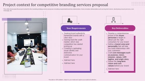 Project Context For Competitive Branding Services Proposal Template PDF