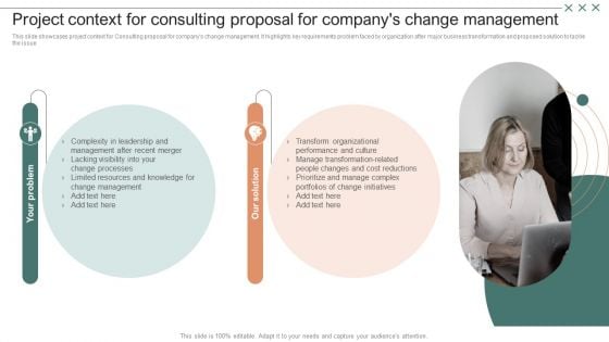 Project Context For Consulting Proposal For Companys Change Management Clipart PDF