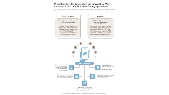 Project Context For Contractors Bid For Voip Services Byoc Voip Services One Pager Sample Example Document Project Context For Contractors Bid For Voip Services Byoc Voip Services One Pager Sample Example Document
