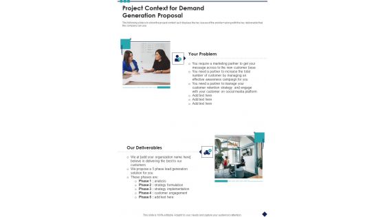 Project Context For Demand Generation Proposal One Pager Sample Example Document Project Context For Demand Generation Proposal One Pager Sample Example Document