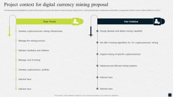 Project Context For Digital Currency Mining Proposal Ppt Ideas Picture PDF