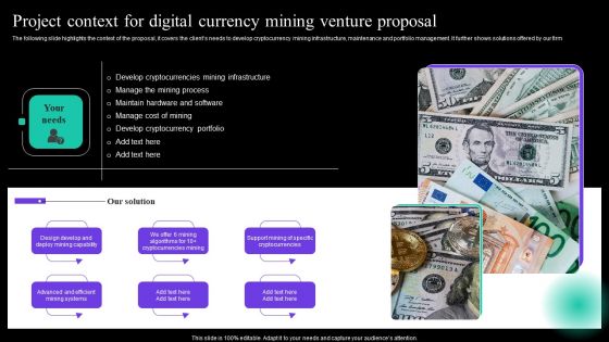 Project Context For Digital Currency Mining Venture Proposal Brochure PDF