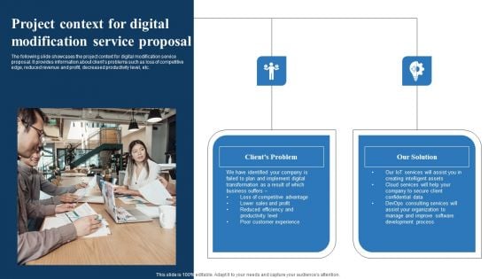 Project Context For Digital Modification Service Proposal Icons PDF