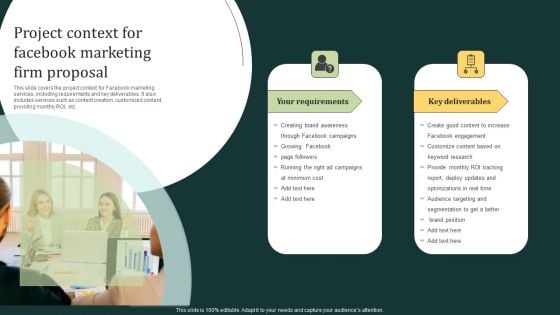 Project Context For Facebook Marketing Firm Proposal Ppt Layouts Icons PDF