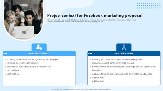 Project Context For Facebook Marketing Proposal Ppt Summary Format Ideas PDF Project Context For Facebook Marketing Proposal Ppt Summary Format Ideas PDF