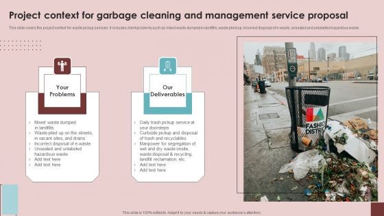 Project Context For Garbage Cleaning And Management Service Proposal Clipart PDF