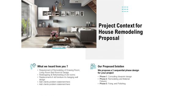 Project Context For House Remodeling Proposal Ppt PowerPoint Presentation Inspiration Introduction