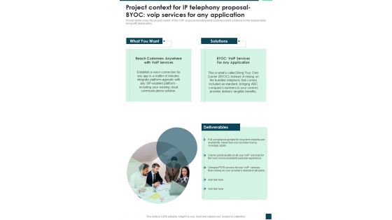 Project Context For IP Telephony Proposal Byoc Voip Services One Pager Sample Example Document Project Context For IP Telephony Proposal Byoc Voip Services One Pager Sample Example Document
