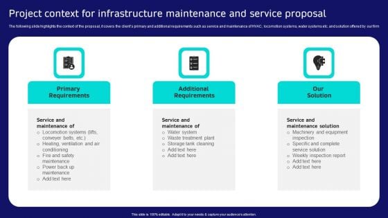 Project Context For Infrastructure Maintenance And Service Proposal Inspiration PDF