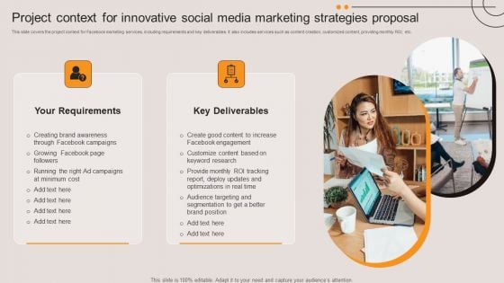 Project Context For Innovative Social Media Marketing Strategies Proposal Demonstration PDF