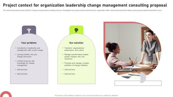 Project Context For Organization Leadership Change Management Consulting Proposal Topics PDF