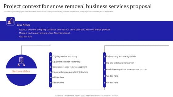 Project Context For Snow Removal Business Services Proposal Mockup PDF