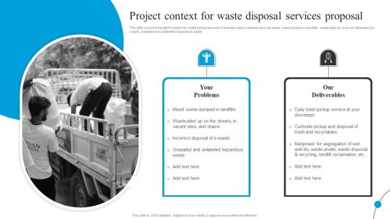 Project Context For Waste Disposal Services Proposal Ppt Infographic Template Icons PDF